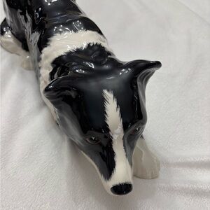 Vintage Staffordshire England porcelain collie dog figurine made in Britain